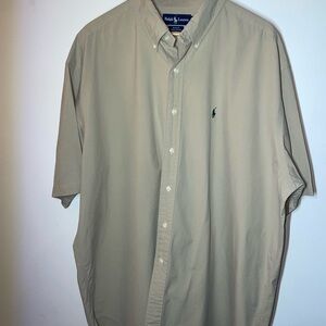 Ralph Lauren Oversized Mens XXL Tan Blake Short Sleeve Button Down 100% Cotton